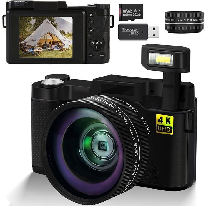 NBD Appareil Photo numérique 4K,Appareil Photo Compact 48 MP Vlogging Caméra avec Zoom 16x, Caméra vidéo pour débutant Photographie