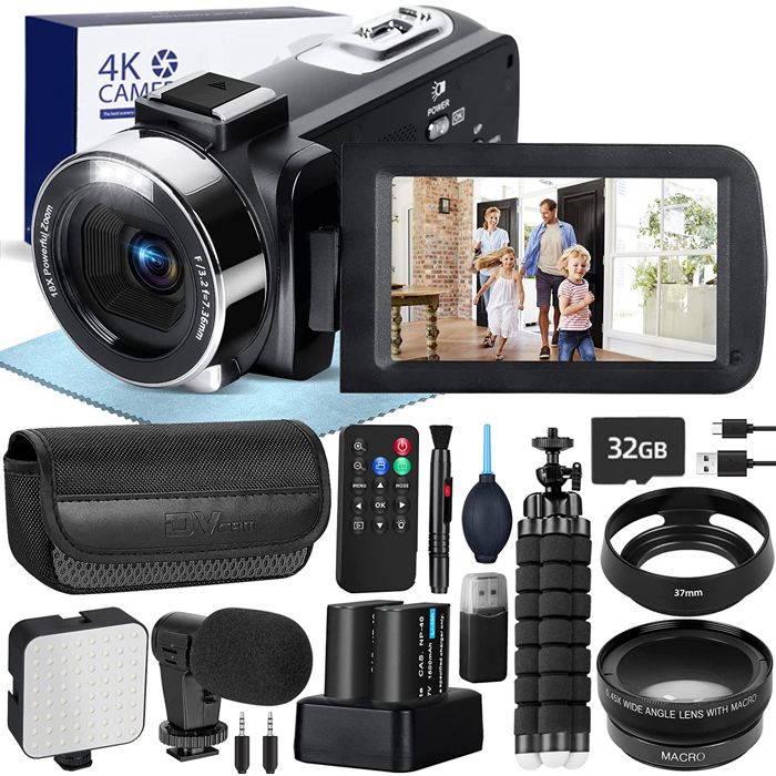 NBD Caméra vidéo caméra 4K, caméra d'enregistrement vidéo uhd 60fps / 48mp autofocus pour caméra numérique Youtube Caméscope