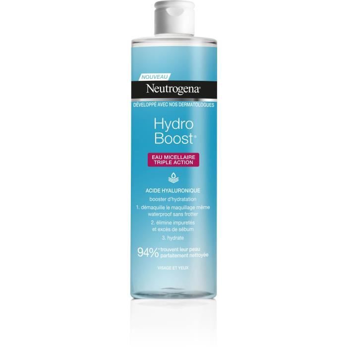 Eau Micellaire Démaquillante Neutrogena Hydro Boost 400ml - Visage et yeux - Triple action - Tous types de peau