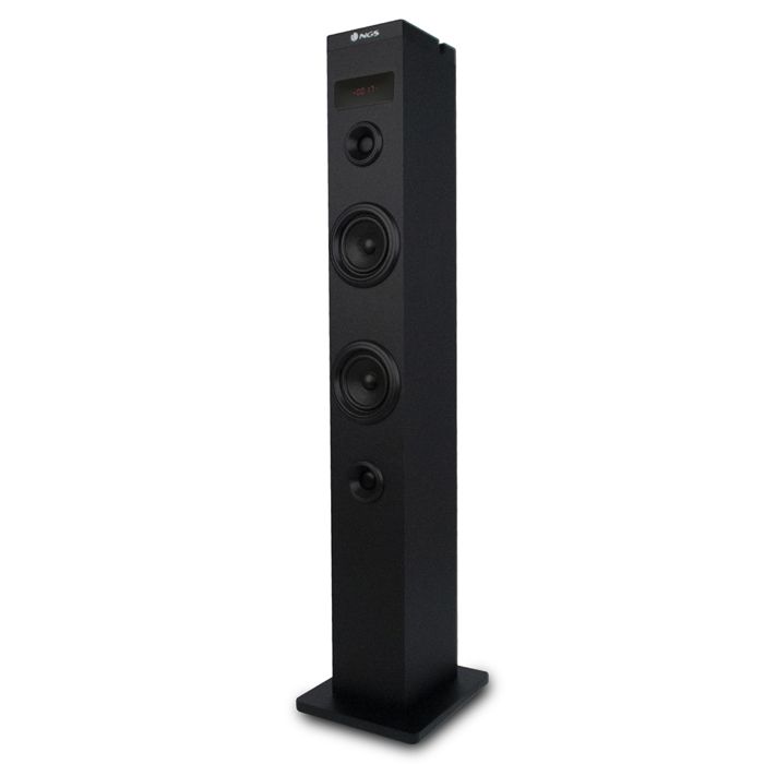 NGS SKY CHARM - Tour de Son Bluetooth 50W avec Télécommande, Entrée Optique, USB, Radio FM et AUX IN (Couleur Noir)