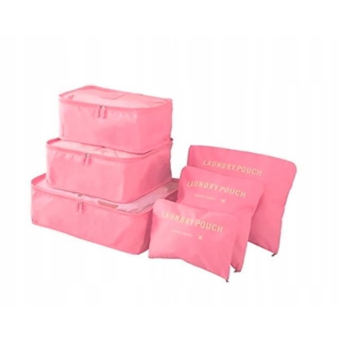 Organisateur de Voyage Valise Bagages Lot de 6 Ensemble Sac de Rangement pour Vêtement Rose