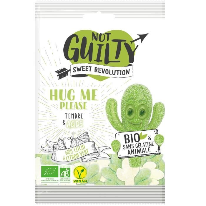 NOT GUILTY Gélifiés acidulés Sachet de Hug Me Please saveur Litchi et Citron vert - BIO - 100 g