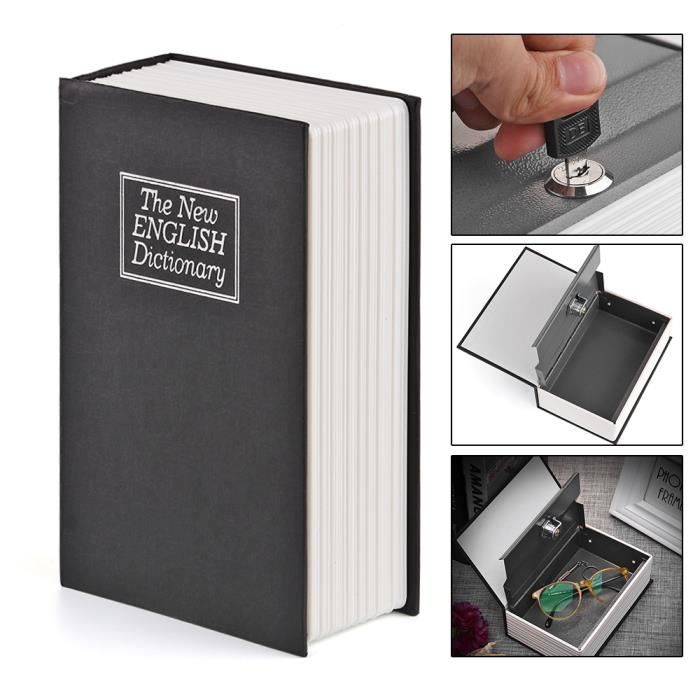 Forme English Dictionary Safe Book lock-up Boîte de rangement Piggy Bank avec des pièces clés