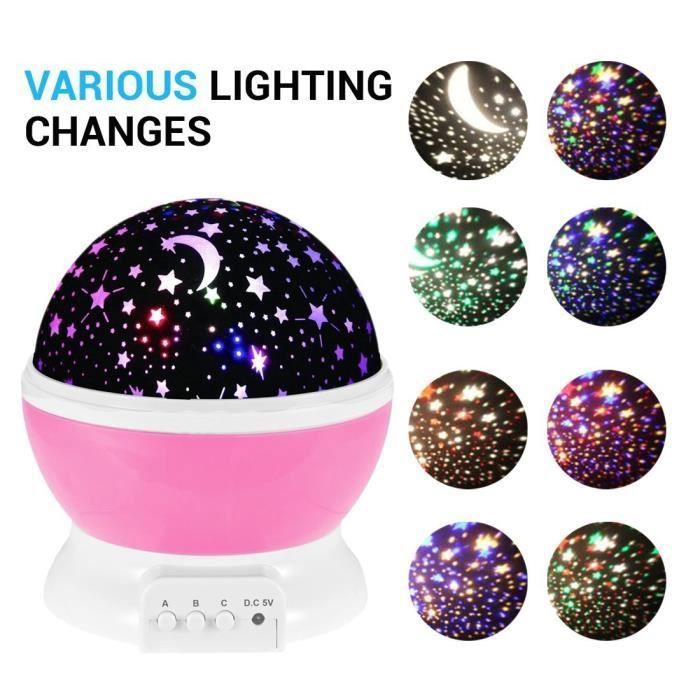 Galaxy ÉToiles Lampe De Chevet, LEDs 3 Modes Romantique Colorée Starry Projecteur Rotatif Table Veilleuse Pour Les Enfants BÉBÉ Cham