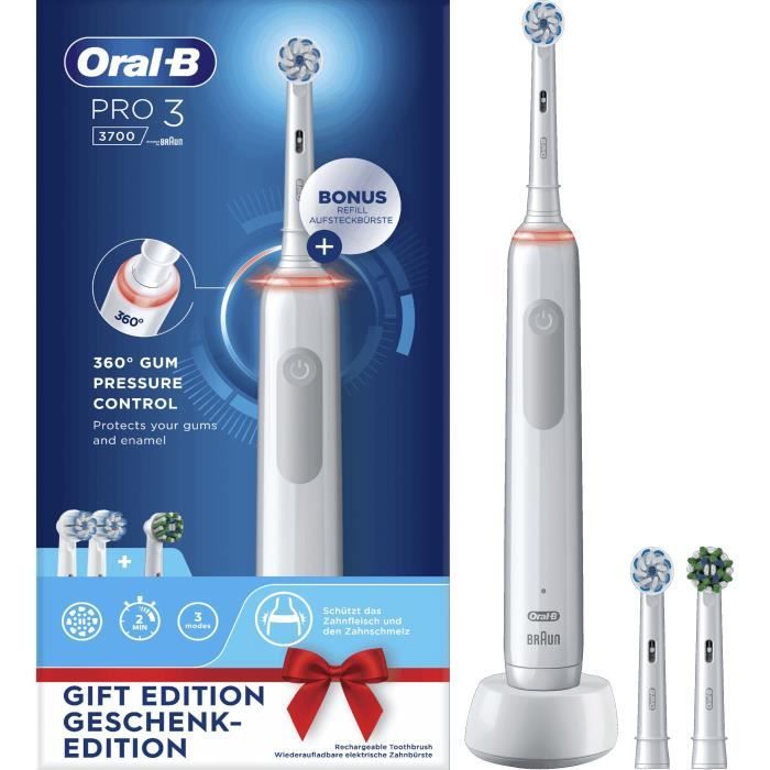 Brosse à dents électrique ORAL-B Pro 3 - 80719288 - blanc - sans fil