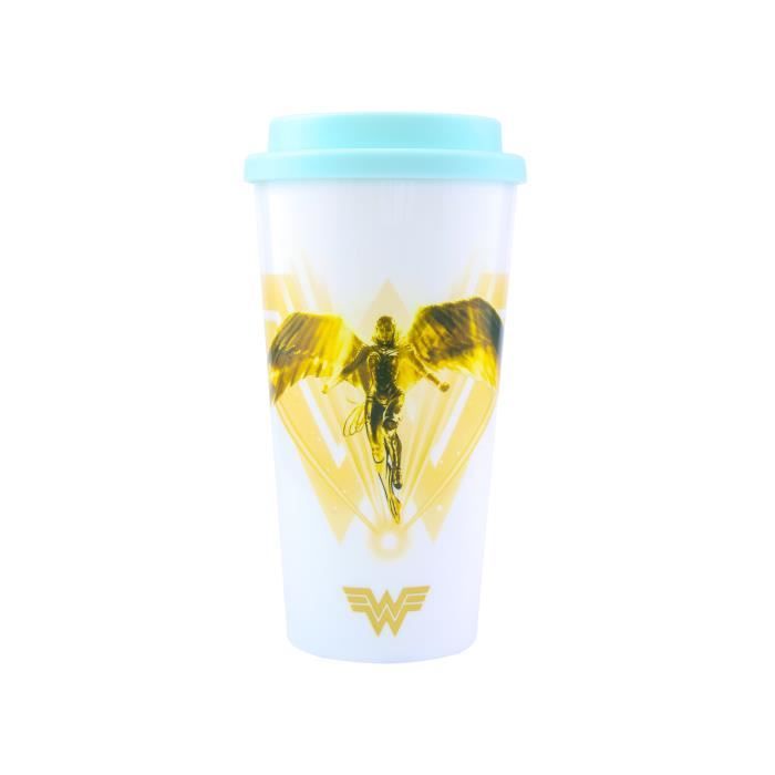 Tasse de voyage - PALADONE - Wonder Woman 1984 - 450 ml - Plastique - Couvercle bleu pâle