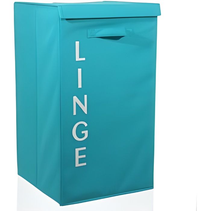 Panier à Linge "Écriture" 63cm Turquoise
