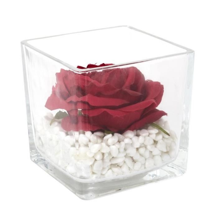 Fleur Artificielle En Pot Déco "rose" 5cm Rouge - Paris Prix