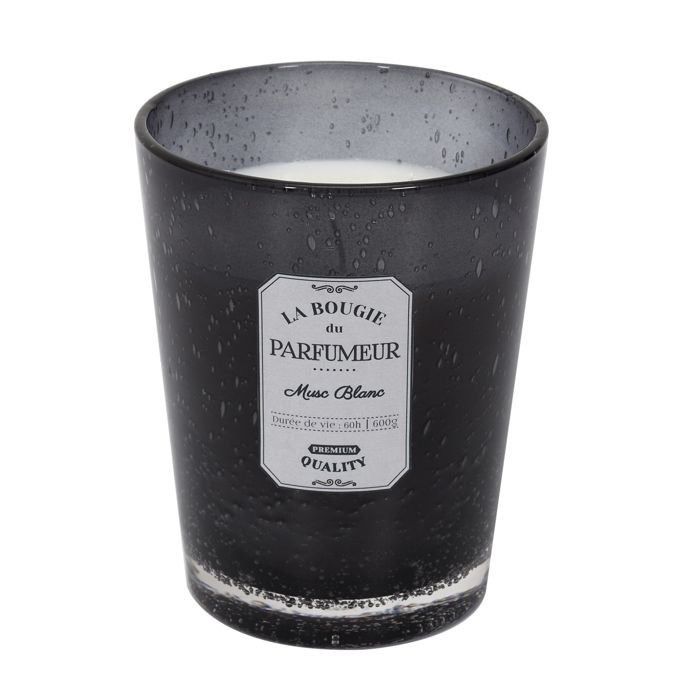 BOUGIE PARFUMEE VERRE BULLE GRIS FONCE