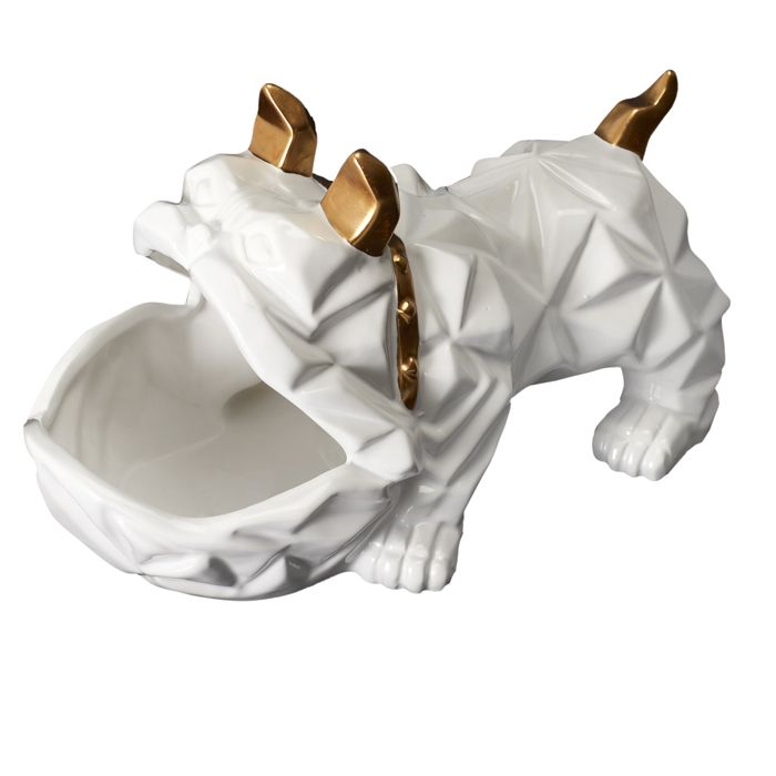 SCULPTURE CERAMIQUE BULLDOG NOIR VIDE POCHE