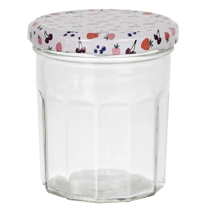Pot à Confiture en Verre Imprimé – Capacité 30cl – Couvercle Hermétique Décoratif – Transparent