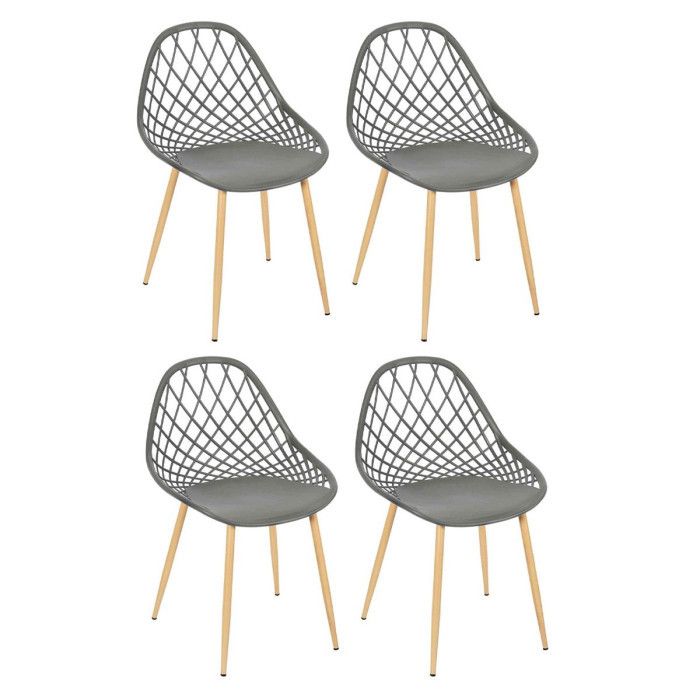 Chaise extérieure - MALAGA - Gris - Polypropylène - Métal - Confortable