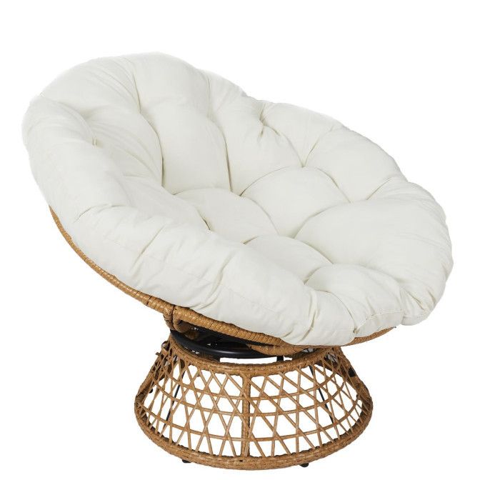 Fauteuil & Coussin "cancun" 96cm Marron & Beige - Paris Prix