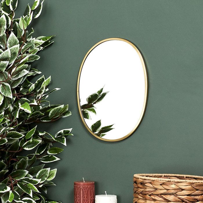 Miroir Mural Déco "contour Ovale" 34cm Or - Paris Prix