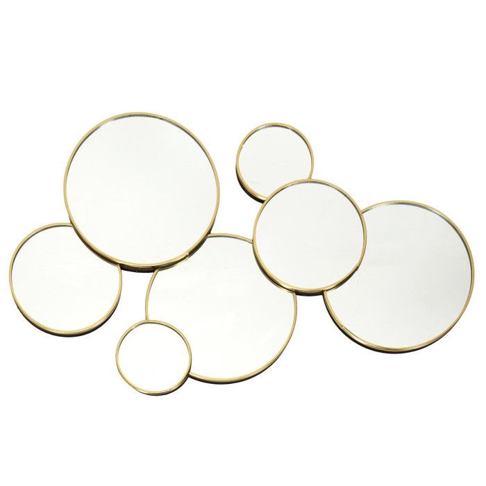 Lot De 6 Miroirs Muraux "rond" 57cm Or - Paris Prix
