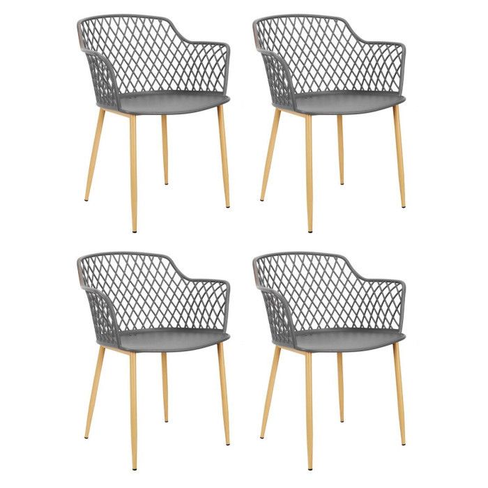 Lot de 4 Fauteuils Design "Malaga" 80cm Gris