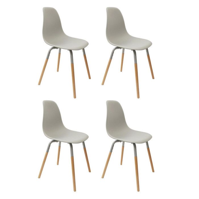 Chaise scandinave pieds métal et bois de hêtre Phenix (Lot de 2) Gris