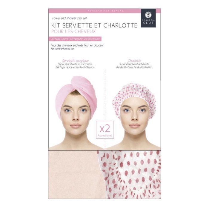 Kit Serviette & Charlotte "cheveux" 60cm Rose - Paris Prix