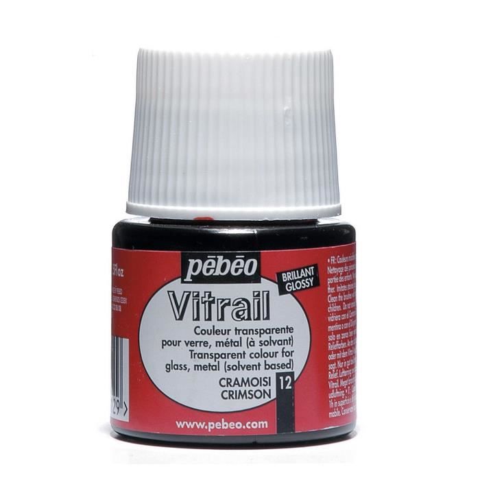 Peinture Vitrail - Pebeo - Cramoisi - 45ml - Brillant - Transparent - Marjane Mall - Image 2