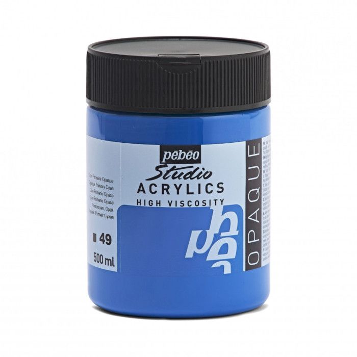 Peinture Acrylique - PÉBÉO - Cyan - 500 ml - Mixte - Couleur Bleu