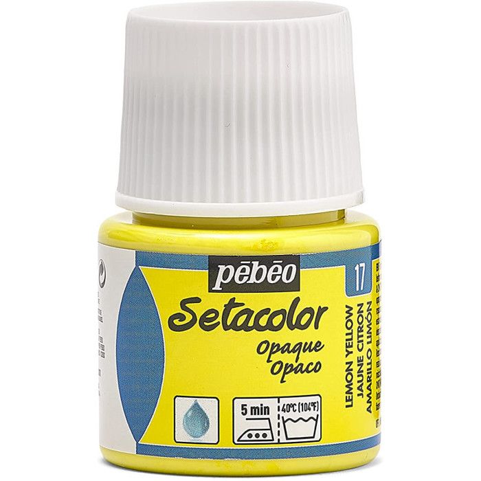 Peinture tissu - PéBéo - Setacolor opaque - Jaune citron - 45 ml - Résistante au lavage