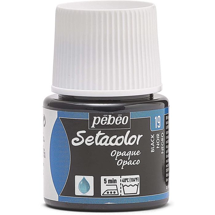 Peinture tissu - PéBéo - Setacolor opaque - Noir - 45 ml - Résistante au lavage