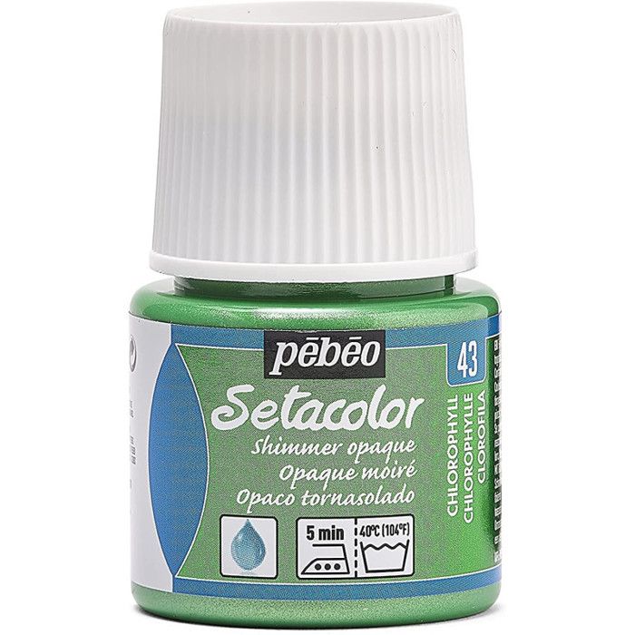 Peinture tissu - Pébéo - Setacolor opaque moire - Chlorophylle - 45 ml - Effet satiné
