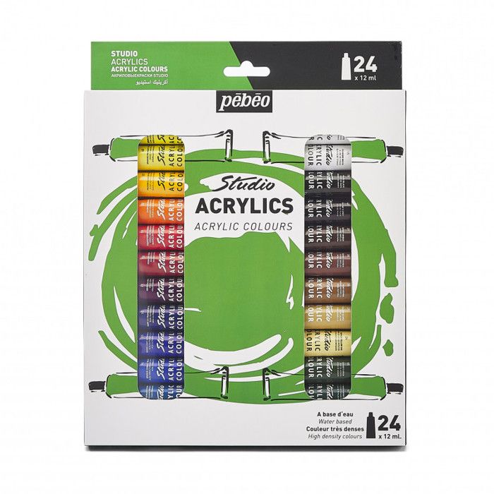 Peinture Acrylique - Pébéo - Studio Acrylics - 24 tubes de 12ml - Mixte - Adulte