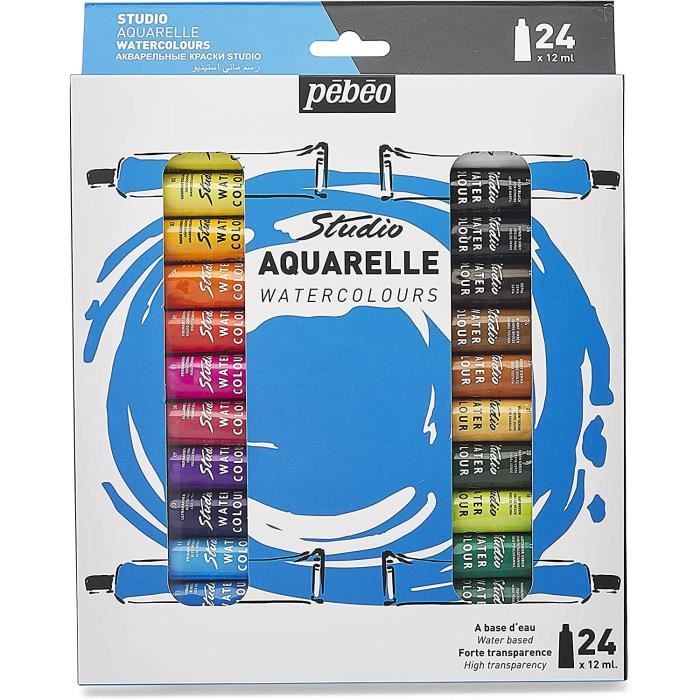 Etui de 24 tubes de peinture aquarelle fine 12ML
