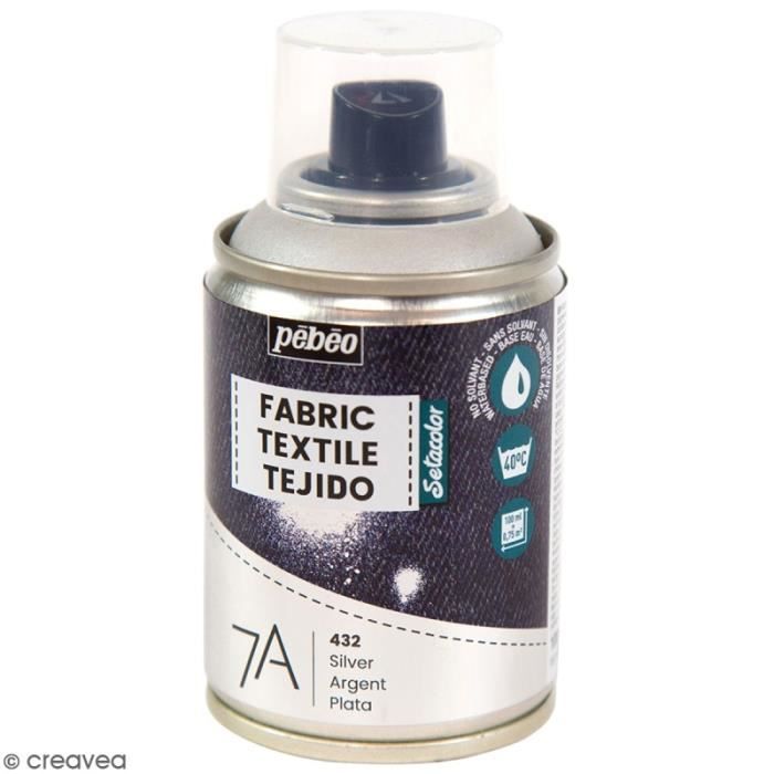 Peinture textile en bombe - 100 ml Argent
