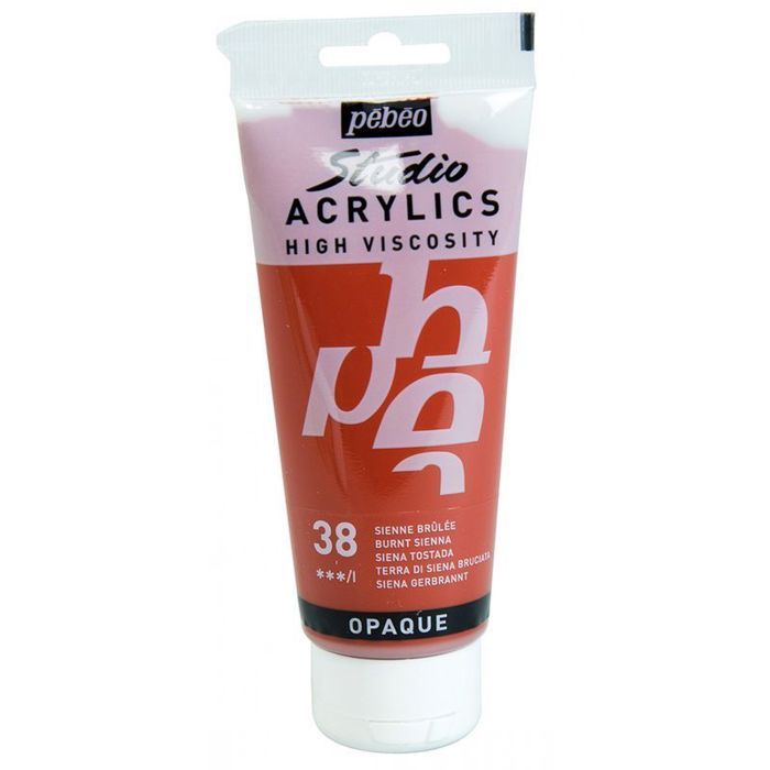 Peinture Acrylique - Pébéo - Studio - Sienne Brûlée - 100 ml - Satiné - Haute Viscosité