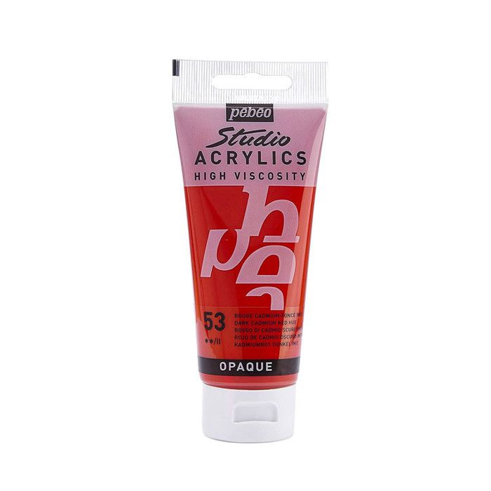 Peinture Acrylique - Pébéo - Studio - Rouge Cadmium Foncé - 100 ml - Satiné