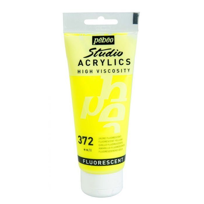 Peinture fluorescente - Pébéo - Jaune fluo - 100 ml - Satiné - Intérieur