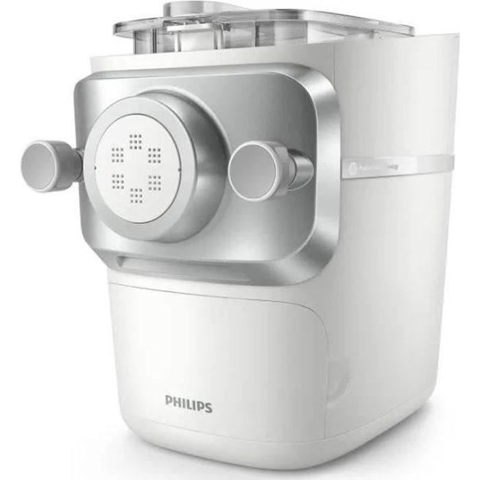 PHILIPS Machine à pâtes HR2660/00, 200W, 100% automatique, 450g en 18min, 6 disques de pâtes, Nettoyage facile, Livre de recettes