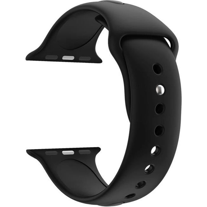 Bracelet compatible apple watch 42mm 44mm 45mm 49mm Serie 8 7 6 5 4 3 2 1 SE Ultra- Taille S - Silicone Noir Souple Phonillico®