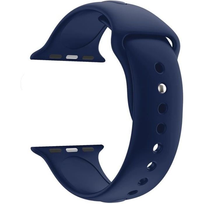 Bracelet compatible apple watch 42mm 44mm 45mm 49mm Serie 8 7 6 5 4 3 2 1 SE Ultra- Taille S - Silicone Bleu foncé Souple Phonilli