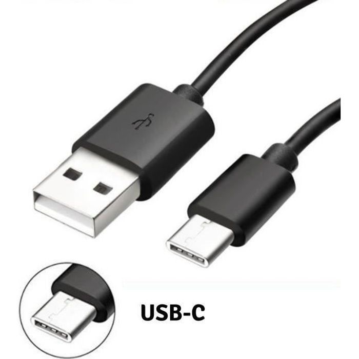 Cable Type USB-C Chargeur Noir [Compatible Huawei MATE 9-9PRO-10PRO-20-20LITE-20PRO] Port Micro USB 1 Metre [Phonillico®]