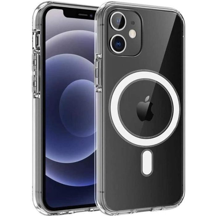 Coque pour iPhone 12 (6,1") - Silicone Transparent avec Cercle magnétique intégré Phonillico®