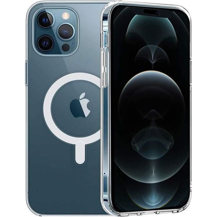 Coque pour iPhone 14 PRO  - Silicone Transparent avec Cercle magnétique intégré Phonillico®