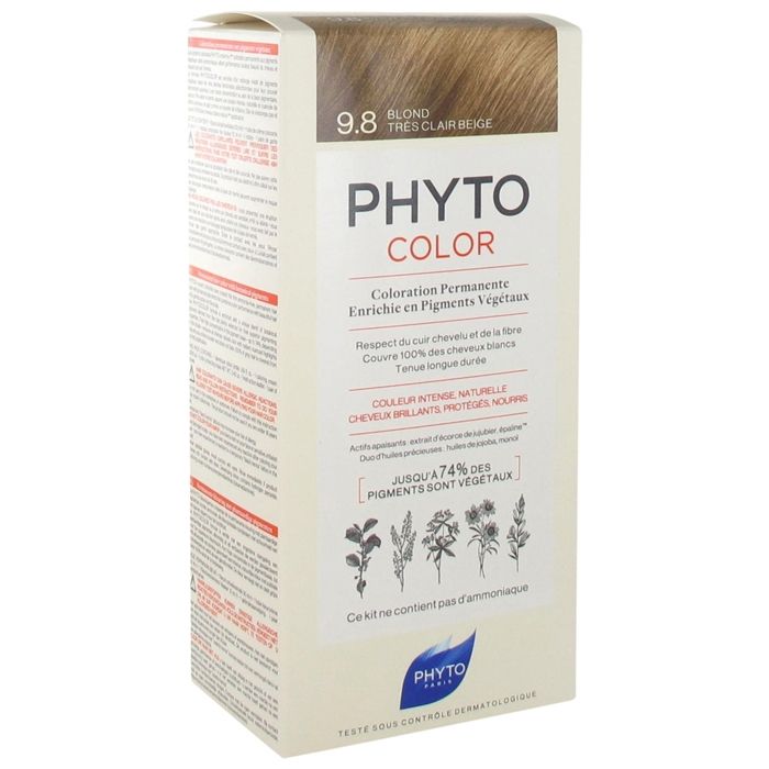 Coloration Permanente - PHYTO - PhytoColor - 9.8 Blond Très Clair Beige - Sans ammoniaque - Crème
