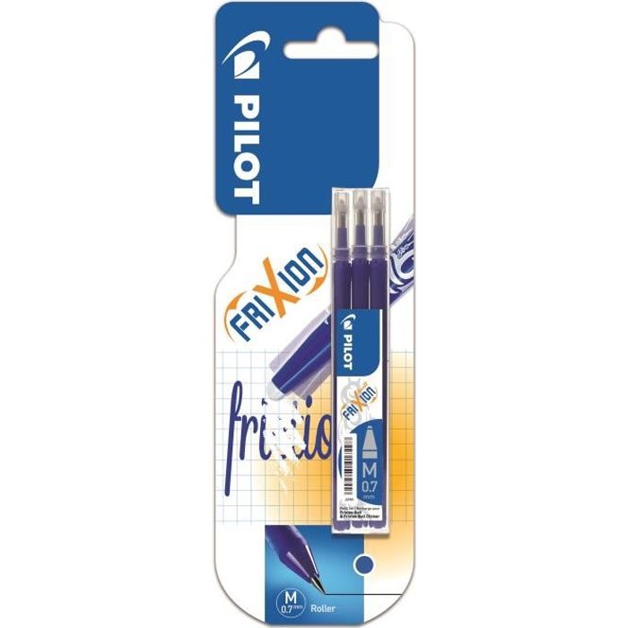 Recharge Frixion Ball - PILOT - 3 recharges - Pointe Moyenne - Encre bleue - Effaçable