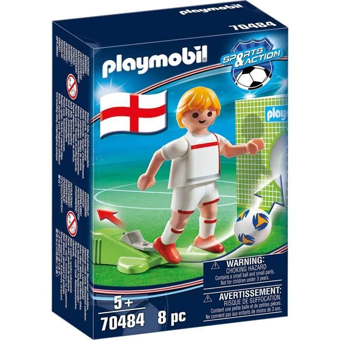 PLAYMOBIL Sports et Action Football - Joueur Anglais avec fonction de tir à une main et cage d'entraînement