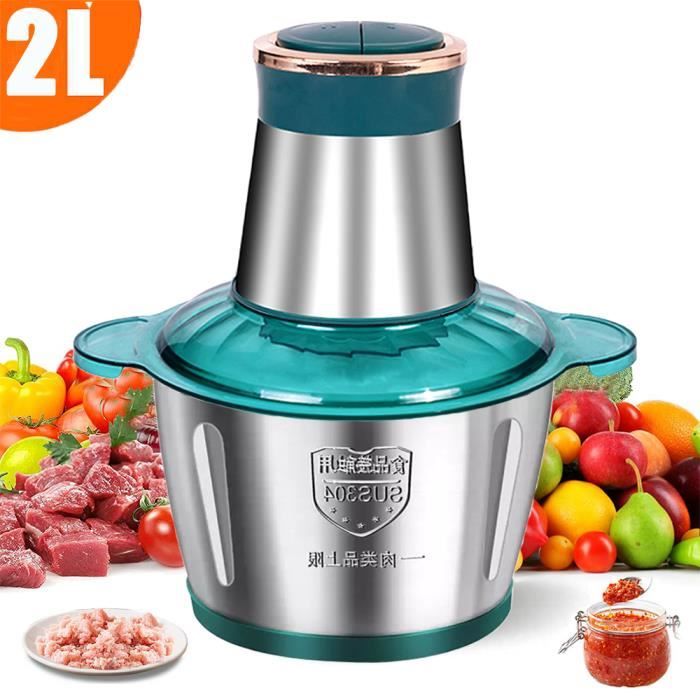 APOLUX Hachoir Électrique Multifonction 250W 2L, Hachoir à Viande Avec 2 Vitesse et 4 Lames en Inox pour Viande, Légumes, Fruits