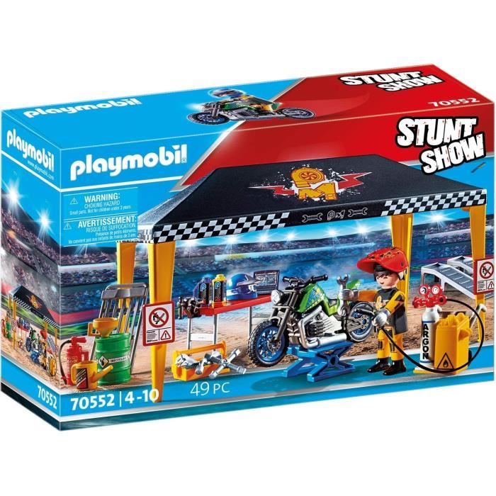 PLAYMOBIL - 70552 - Stuntshow Atelier de réparation - Multicolore - Mixte - 49 pièces