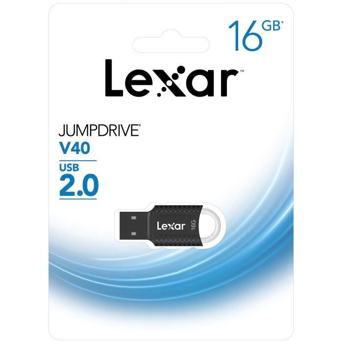 PNJ | clé USB 16GO JumpDrive V40 Lexar 2.0 noire 0,000000