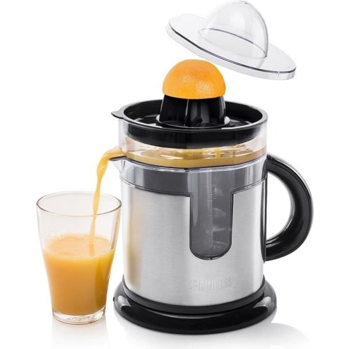 Presse-agrumes électrique Princess 201975 - Inox - Rotation à double sens - 1.2 L - 2 cônes interchangeables