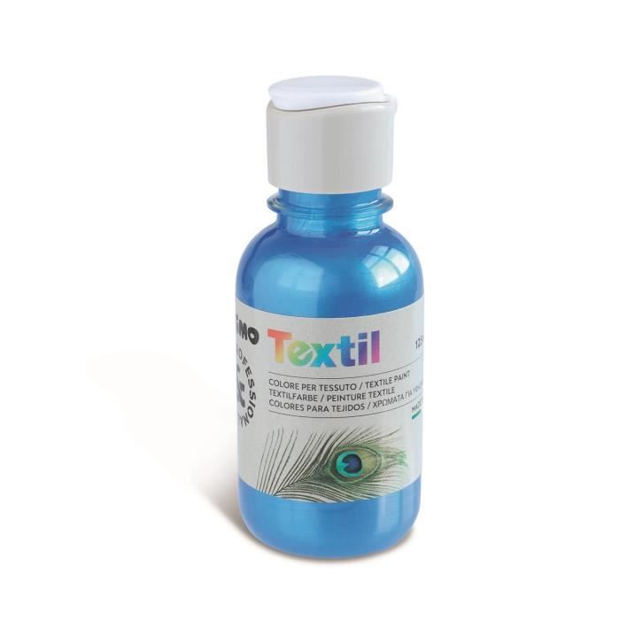 Flacon 125ml Peinture textile Metallic Bouchon Flux Control Turquoise 500