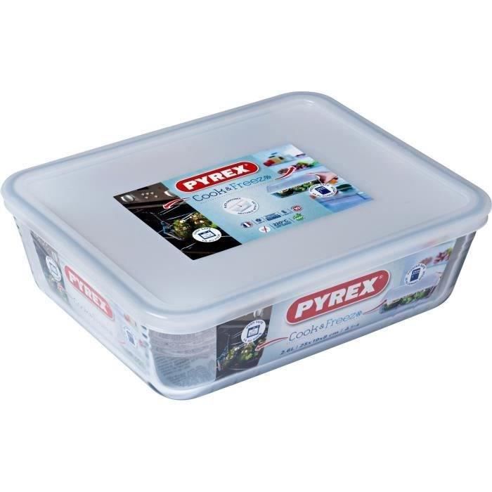 PYREX - 243P000/7046 - Plat rectangulaire avec couvercle - 24cm * 19 cm - Pyrex Cook & Freeze