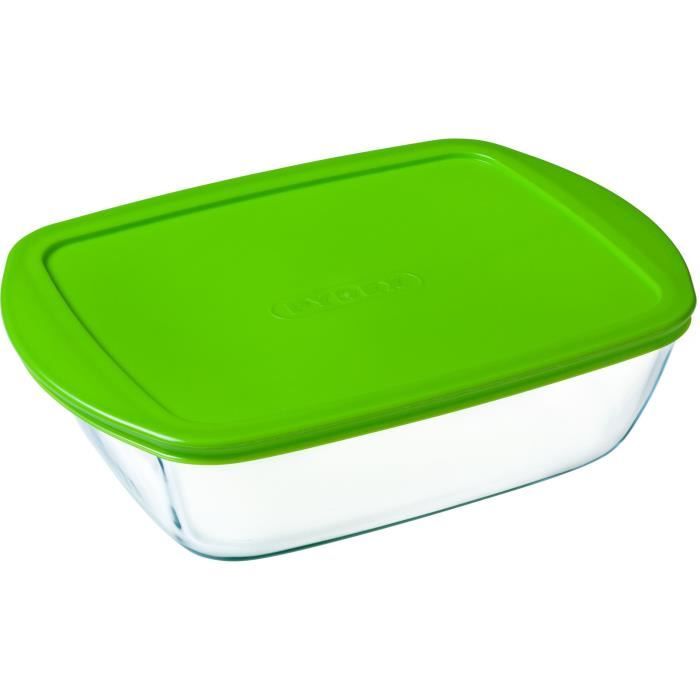 PYREX - COOK&STORE - Plat rectangulaire en verre avec couvercle 28*20 cm