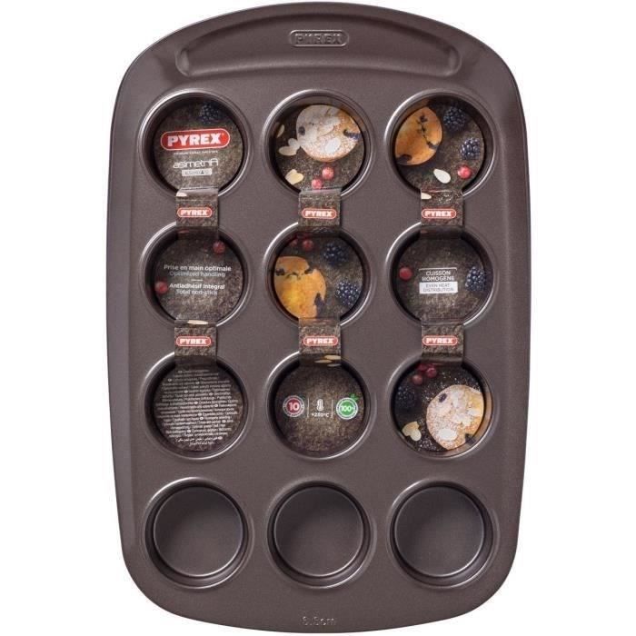 PYREX Moule 12 muffins Asimetria 38x25 cm marron